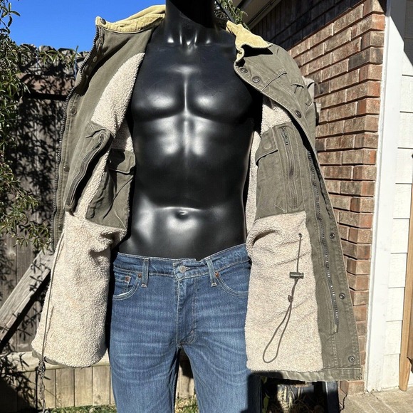 Powder River Outfitters Mens XL Chore Western Work Rancher Green Jacket Sherpa - Picture 2 of 14